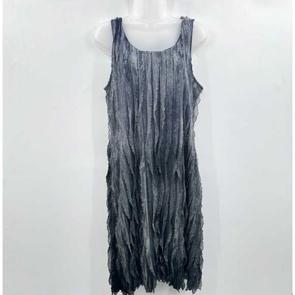 Notations Textured Crinkle Ombre Dress Sz S Gray Grunge Goth Whimsigoth Stretch - Picture 1 of 10